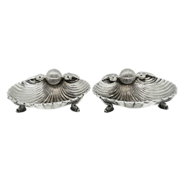 Pair of large 1 title silver shells. 916/1000