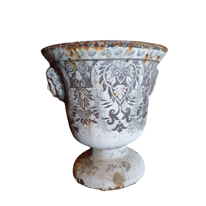 Vase / vasque en fonte émaillée de Rouen, 19ème siècle