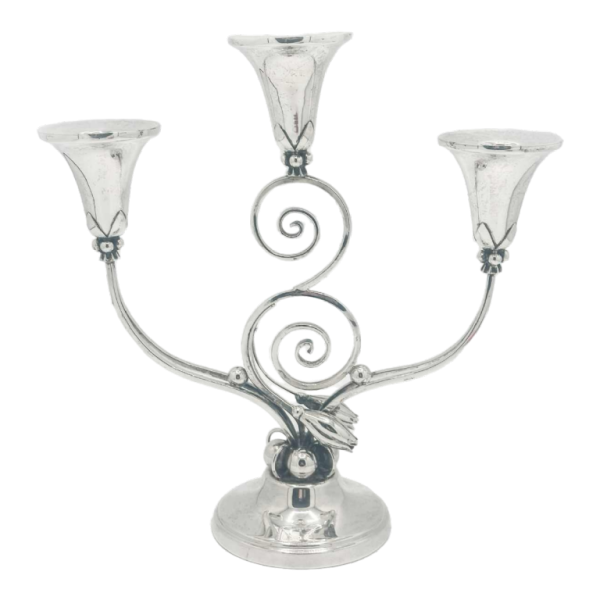 Centerpiece Candelabra In Sterling Silver. Scandi Inspired Model