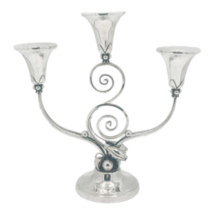 Centerpiece Candelabra In Sterling Silver. Scandi Inspired Model