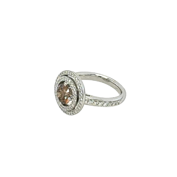 18k witgouden cognac en witte diamanten ring