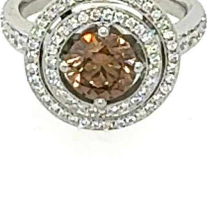 18k witgouden cognac en witte diamanten ring