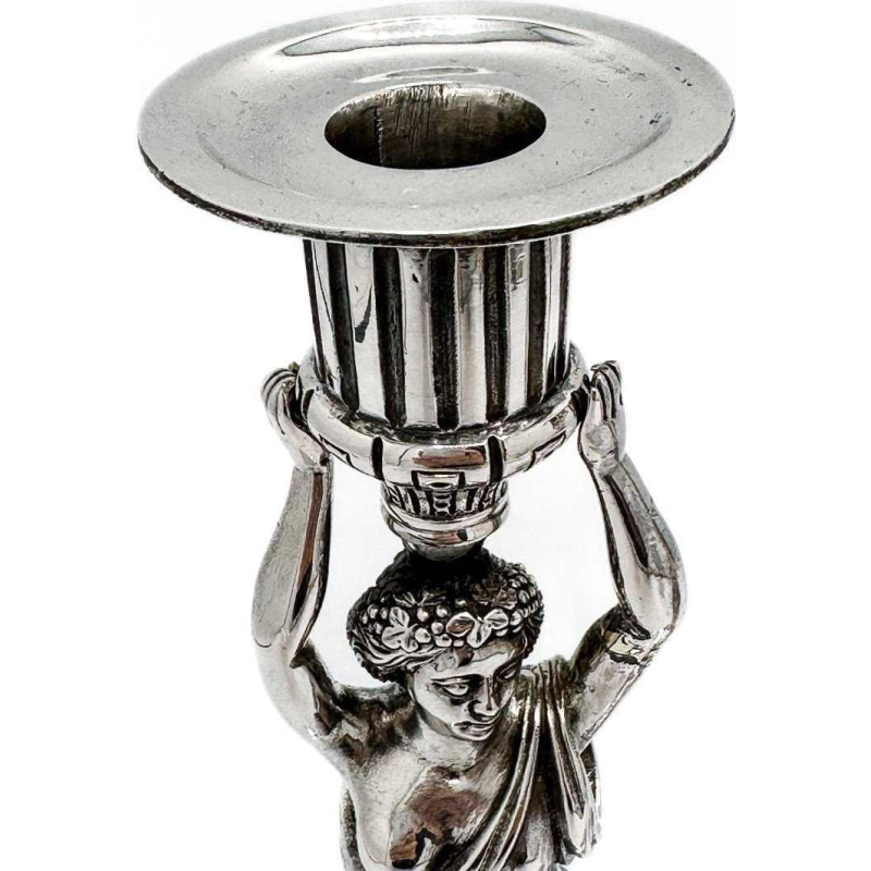 Nuremberg 1780 pair of caryatid torches, solid silver