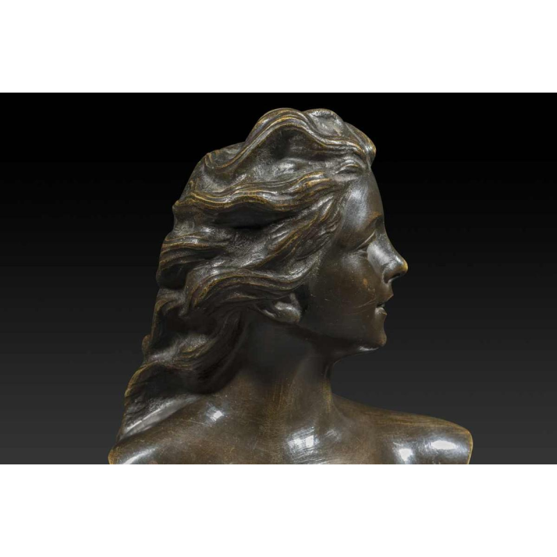 "Bust of a Young Woman" in bronze by JEF LAMBEAUX (1852-1908)