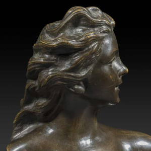 "Buste de jonge vrouw" in brons door JEF LAMBEAUX (1852-1908):