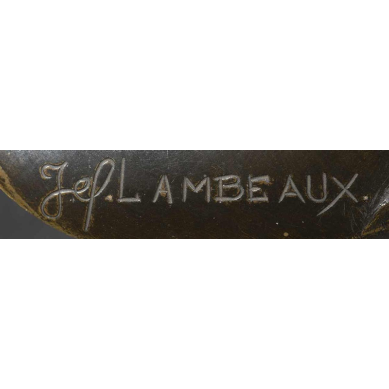 « Buste de jeune femme » en bronze de JEF LAMBEAUX (1852-1908) :