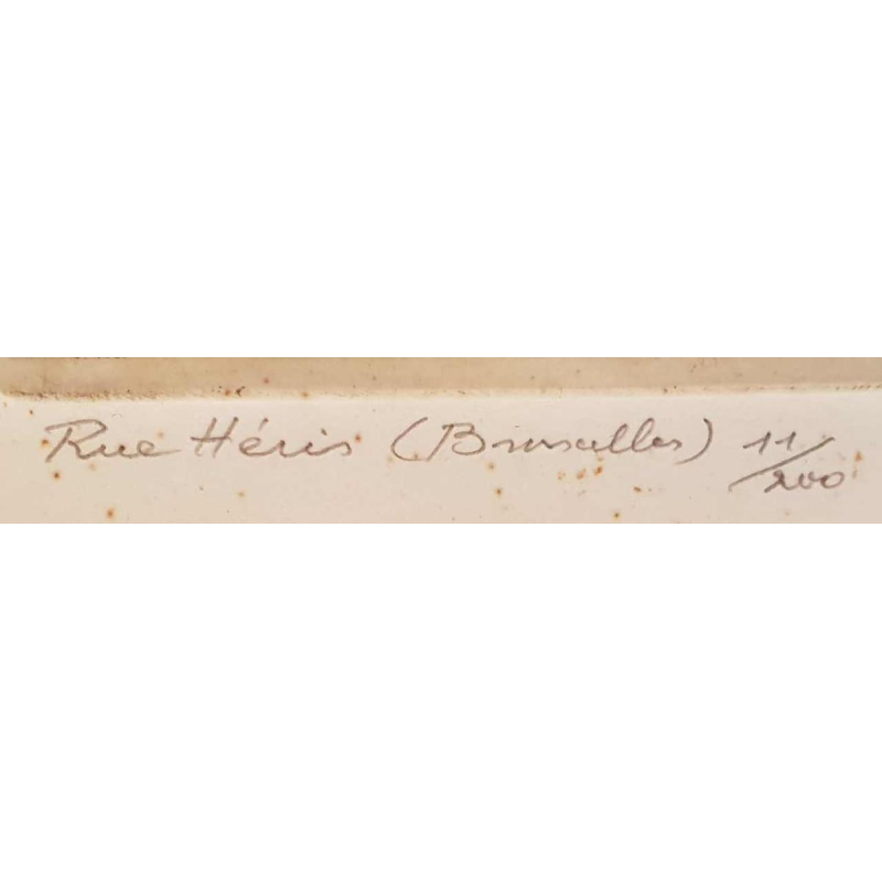 Gielis Pierre ‘ Rue Héris ’ colour engraving, numbered and signed