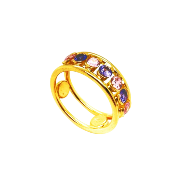 18kt geelgouden ring met 7 edelstenen