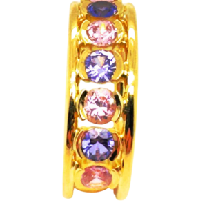 18kt geelgouden ring met 7 edelstenen