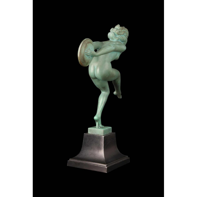 GARCIA pour MAX LE VERRIER "LANCEUSE DE DISQUES" sculpture ART DECO en métal patiné