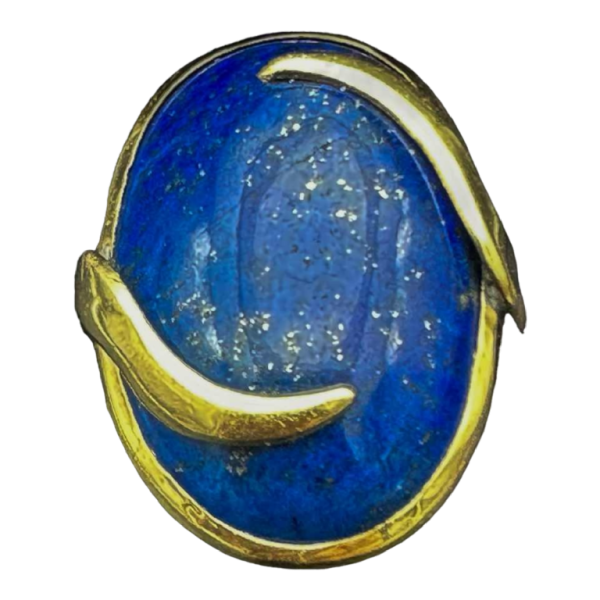 Vintage Ring From The 70s, 18k Gold Set With A Beautiful Lapis Lazuli Cabochon.