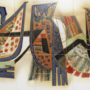 ALFRED HENDRICKX pour BELFORM - Enfilade en bois de rose et céramique, ca 1950