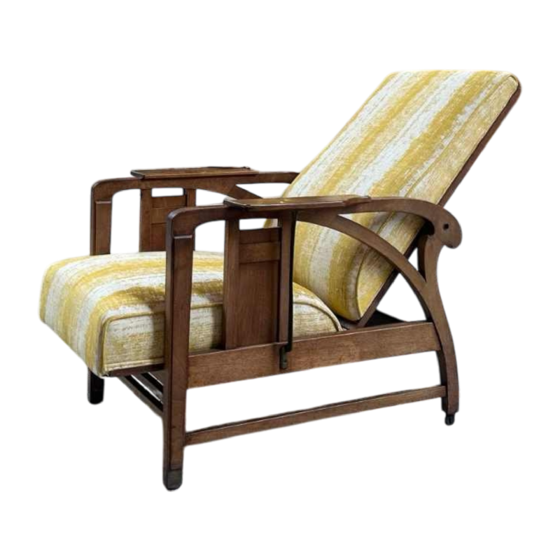 Gustave Serrurier-Bovy, fauteuil modulable Art Nouveau, bois de chêne, tissu et laiton, ca 1900