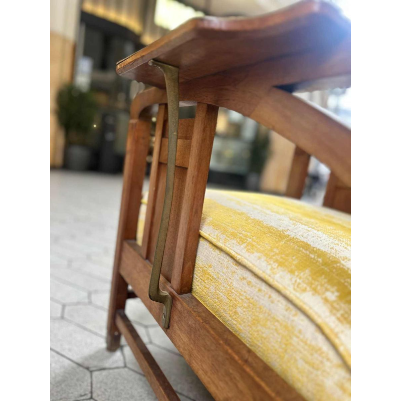 Gustave Serrurier-Bovy, fauteuil modulable Art Nouveau, bois de chêne, tissu et laiton, ca 1900