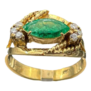Bague émeraude marquise et diamants