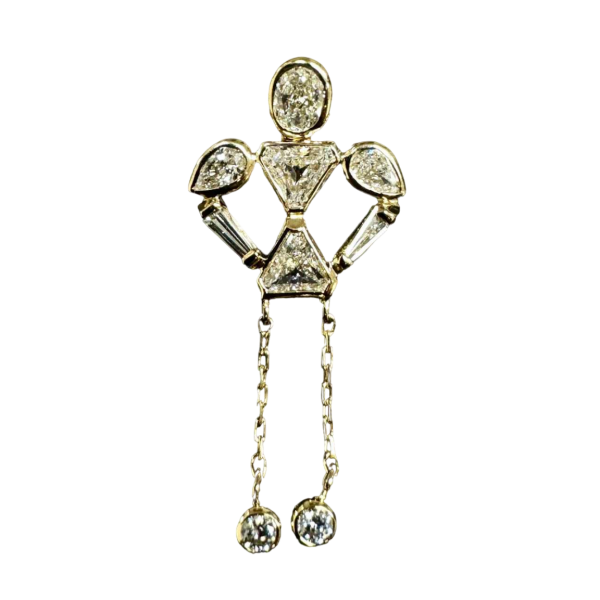 Pendentif bonhomme en or jaune & diamants