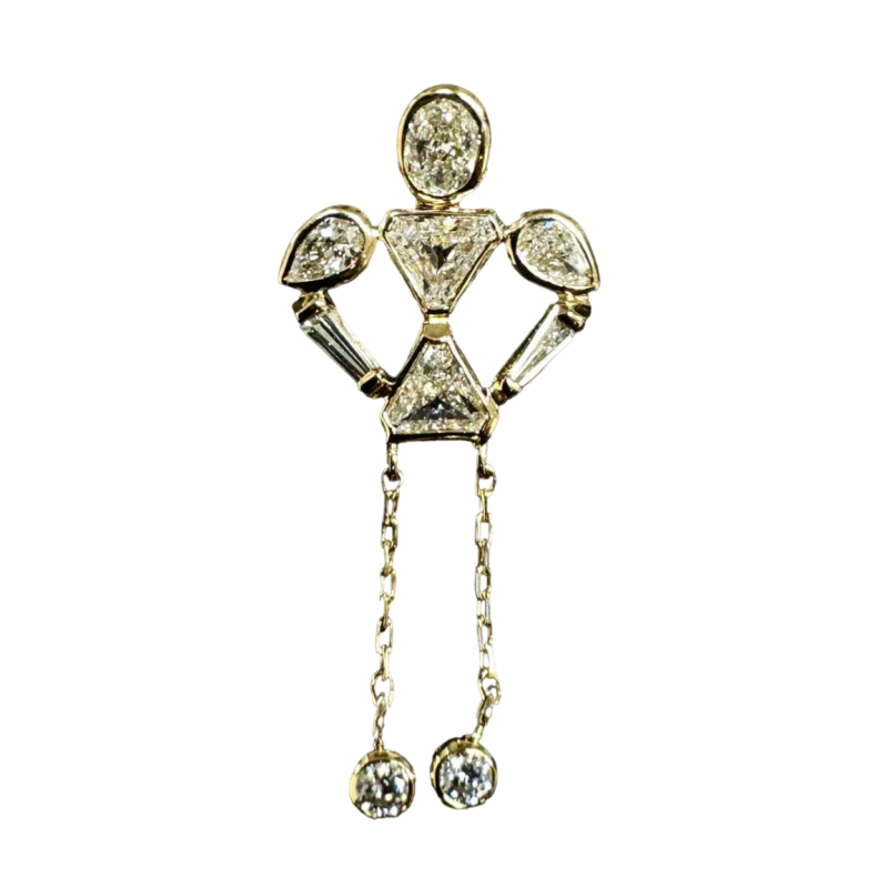 Pendentif bonhomme en or jaune & diamants