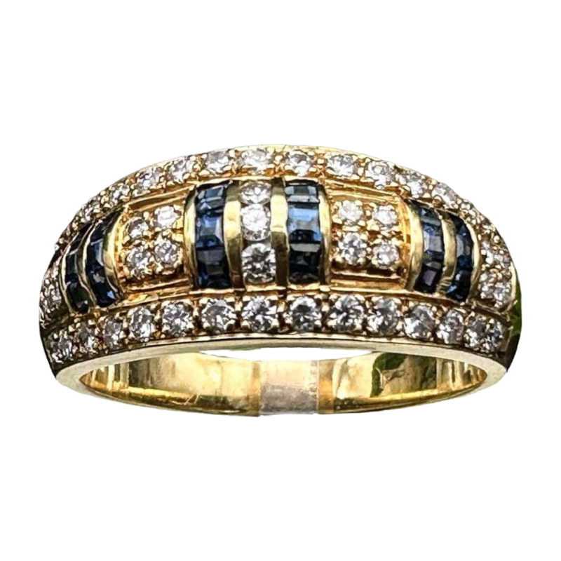 Bague en or 18k, sertie de saphirs et diamants