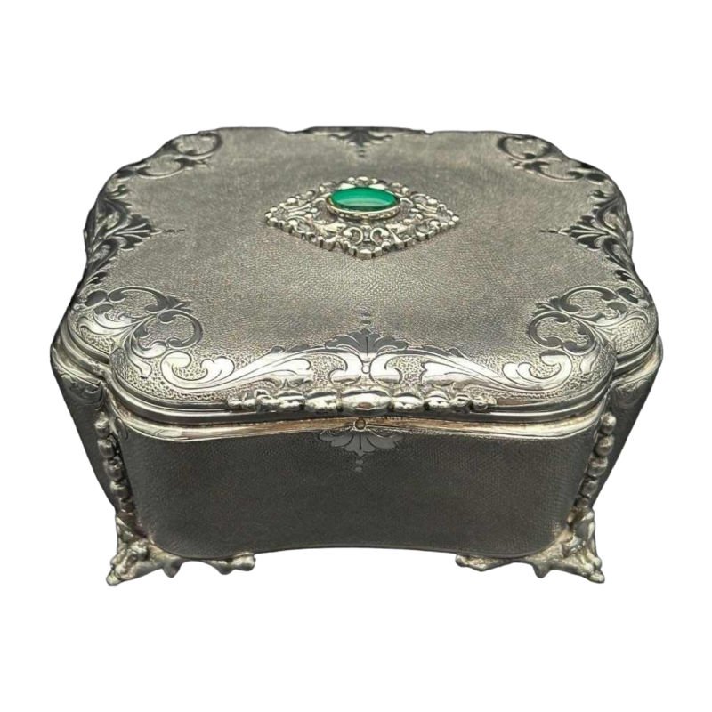 Coffret à bijoux en argent massif 800/1000 travail italien des années 1950