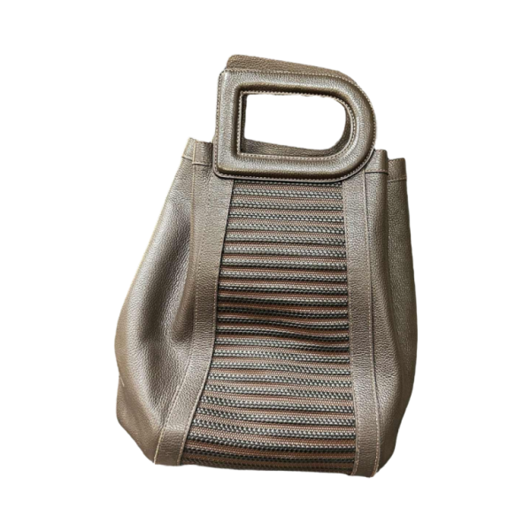 Delvaux, sac "Caraïbes" cuir marron grainé et tressé