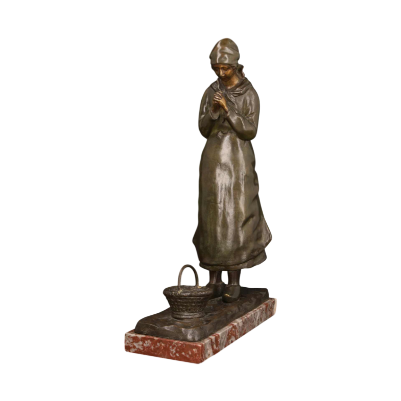 Louis Huygens, bronzen sculptuur “LA PRIEUSE”, 19e eeuw