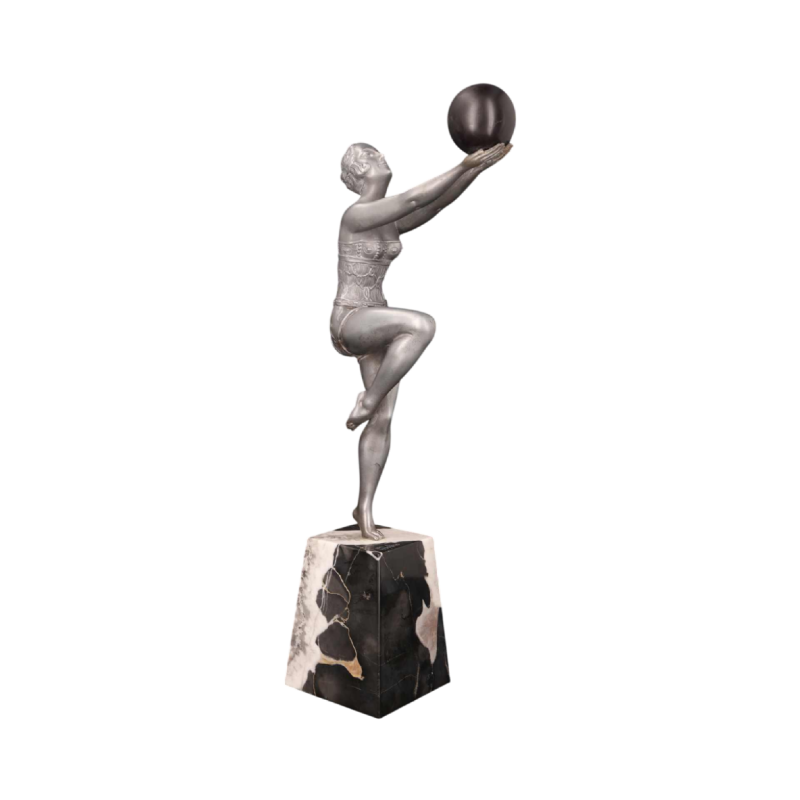 Enrique MOLINS-BALLESTE, ball dancer, Art Deco sculpture in silver-plated metal, early 20th c