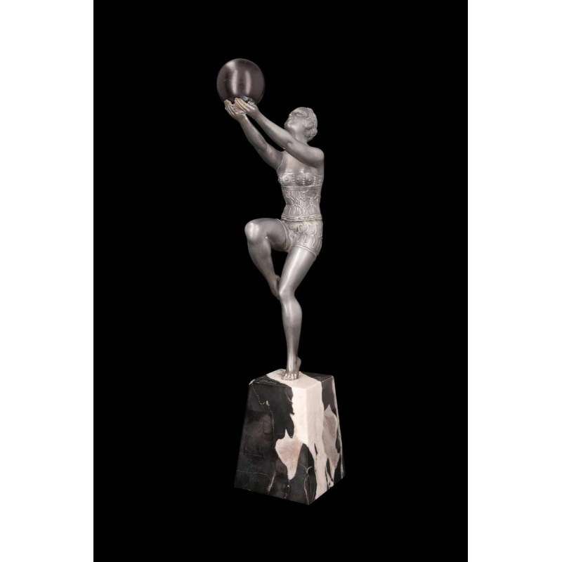 Enrique MOLINS-BALLESTE, ball dancer, Art Deco sculpture in silver-plated metal, early 20th c