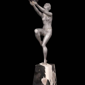 Enrique MOLINS-BALLESTE, danseuse à la boule, sculpture en régule argenté