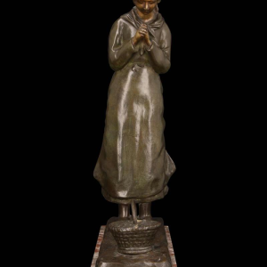 Louis Huygens, bronze sculpture ‘LA PRIEUSE’, 19th c