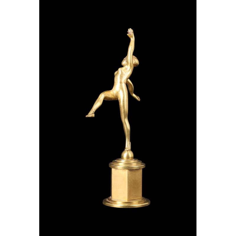 Gilded bronze Art Deco sculpture of a nude dancer, early 20th c