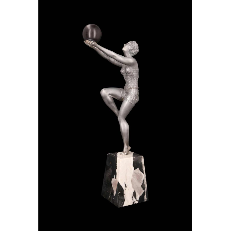 Enrique MOLINS-BALLESTE, ball dancer, Art Deco sculpture in silver-plated metal, early 20th c