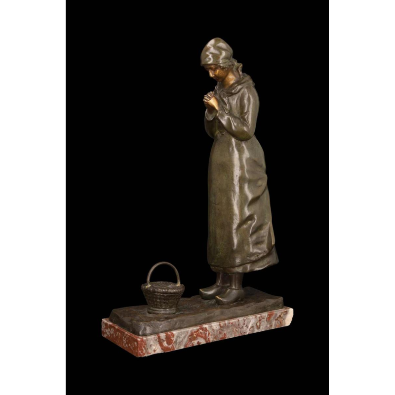 Louis Huygens, bronze sculpture ‘LA PRIEUSE’, 19th c