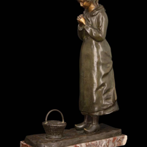 Louis Huygens, sculpture en bronze "LA PRIEUSE", XIXe s