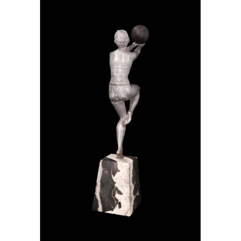 Enrique MOLINS-BALLESTE, ball dancer, Art Deco sculpture in silver-plated metal, early 20th c