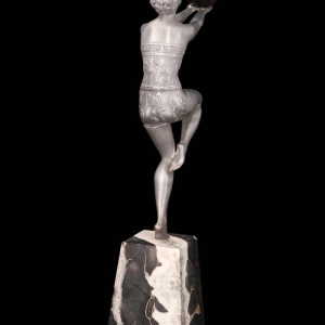 Enrique MOLINS-BALLESTE, baldanser, Art Deco sculptuur van verzilverd metaal, begin 20ste eeuw