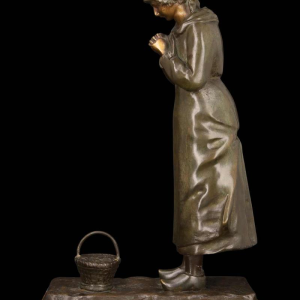 Louis Huygens, bronzen sculptuur “LA PRIEUSE”, 19e eeuw