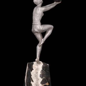 Enrique MOLINS-BALLESTE, ball dancer, Art Deco sculpture in silver-plated metal, early 20th c