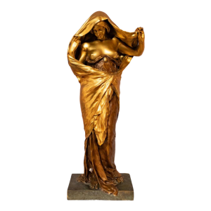 Louis-Ernest Barrias La Nature se dévoilant devant la science, bronze sculpture, 19th c