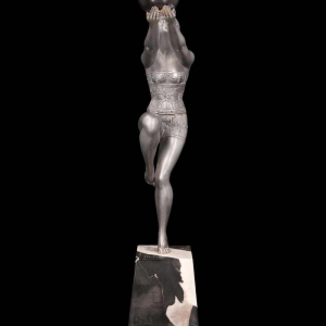 Enrique MOLINS-BALLESTE, baldanser, Art Deco sculptuur van verzilverd metaal, begin 20ste eeuw