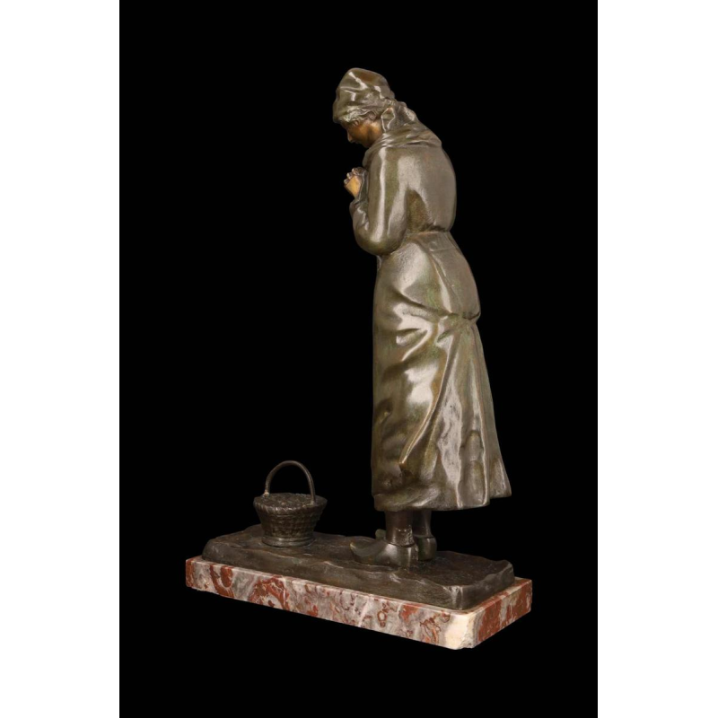 Louis Huygens, sculpture en bronze "LA PRIEUSE", XIXe s