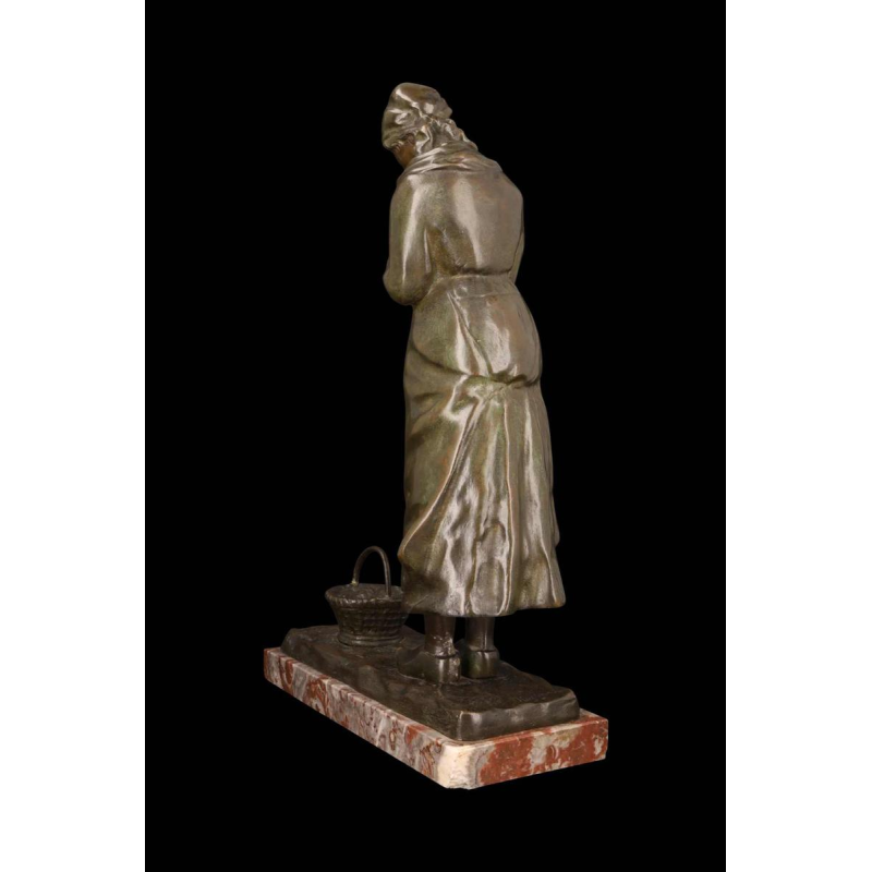 Louis Huygens, bronzen sculptuur “LA PRIEUSE”, 19e eeuw