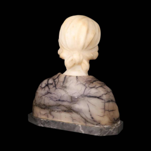 Gustave Van Vaerenbergh "Buste de jeune fille" sculpture en albâtre et marbre, fin XIXe s