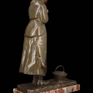 Louis Huygens, bronzen sculptuur “LA PRIEUSE”, 19e eeuw