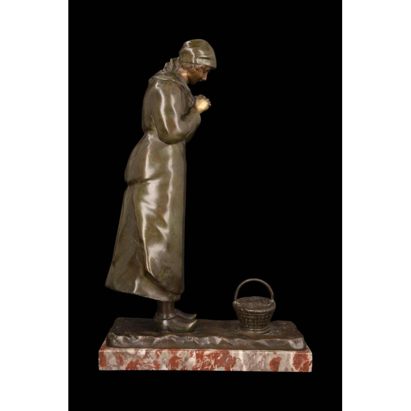 Louis Huygens, sculpture en bronze "LA PRIEUSE", XIXe s