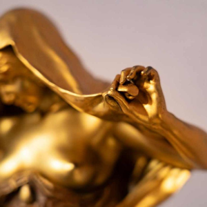 Louis-Ernest Barrias La Nature se dévoilant devant la science, bronzen sculptuur, 19e eeuw