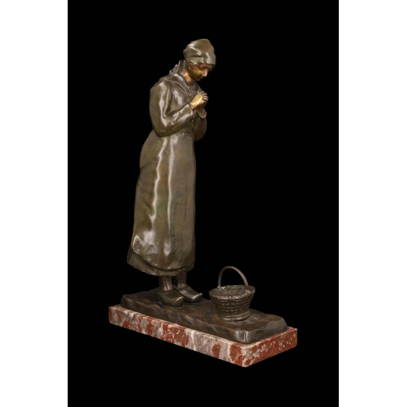 Louis Huygens, bronze sculpture ‘LA PRIEUSE’, 19th c