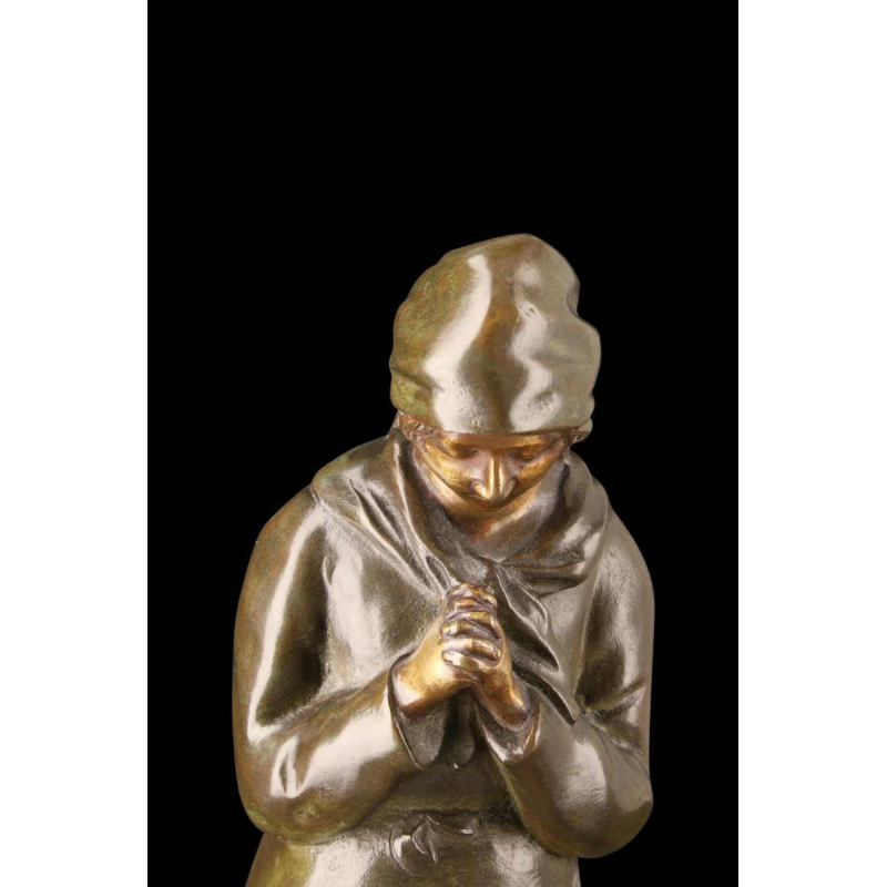 Louis Huygens, sculpture en bronze "LA PRIEUSE", XIXe s
