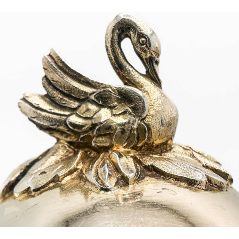 Paire De Carafes à Vin En Argent Vermeil Et Cristal Taillé