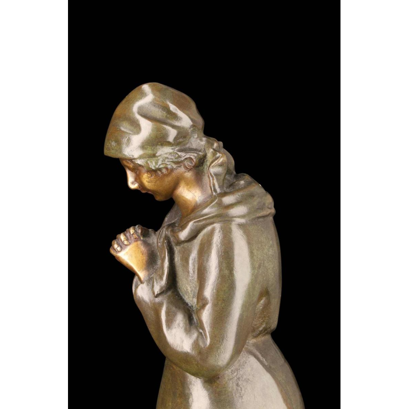 Louis Huygens, sculpture en bronze "LA PRIEUSE", XIXe s