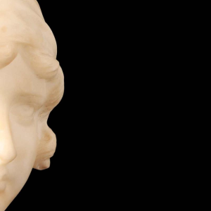 Gustave Van Vaerenbergh 'Bust of a young girl’ sculpture in alabaster and marble, late 19th c